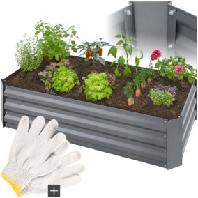 Carré potager Acier galvanisé résistant aux intempéries gris