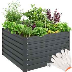 Carré potager capacité 540L en acier galvanisé 100x100x56cm