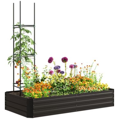 Carré potager de jardin avec tuteur modulable acier