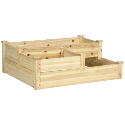 Carré potager en escalier 3 niveaux 108 x 88 x 36 cm bois naturel