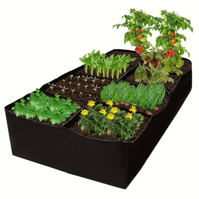 Carré potager en tissu à 8 compartiments, jardinière d'extérieur respirante, 120 x 60 x 30 cm, capacité de 57 gallons