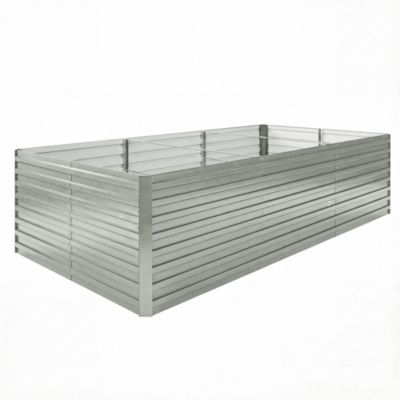 Carré potager jardinière 240 x 120 x 60 cm tôle d'acier ondulée argent
