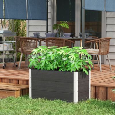 Carré potager surélevé 100 cm en WPC et aluminium gris sans fond