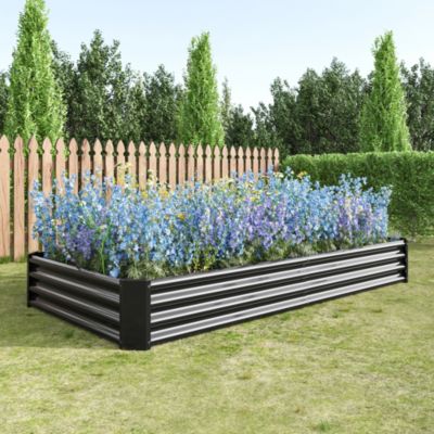 Carré potager surélevé 232x113,5x30 cm en métal noir sans fond