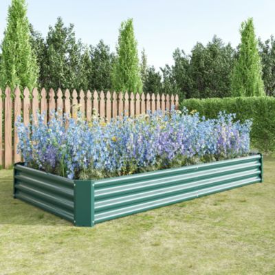 Carré potager surélevé 232x113,5x30 cm en métal vert sans fond