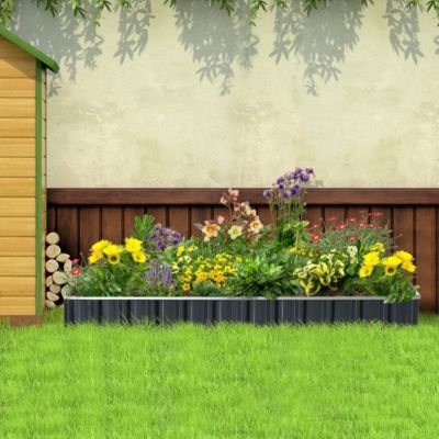 Carré potager surélevé 258x90x30 cm en acier gris foncé sans fond