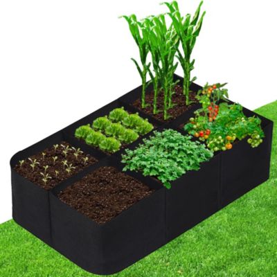 Carré potager surélevé en tissu à 6 compartiments 120 x 60 x 30 cm, sac de culture 55 gallons pour herbes aromatiques et fleurs