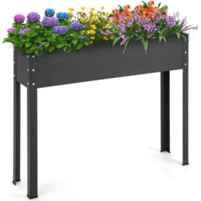 Carré Potager sur Pieds avec Pieds Métalliques 80cm Jardinière Surélevée avec Trou de Drainage Conteneur de Jardinage