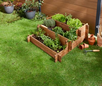 Potager En Bois 3 Niveaux 108x88x36cm - Carré Jardin Extérieur, Sans Fond, Sapin Naturel