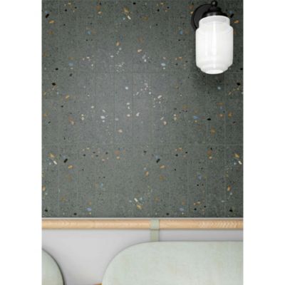 Carreau Premium pour mur effet Terrazzo. Terrazzo Grafito Mat. 7,5x30 cm.