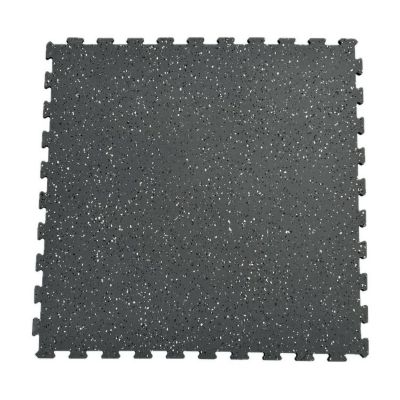 Carreau puzzle en caoutchouc, surface mouchetée, couleur ciment, 100 x 100 cm