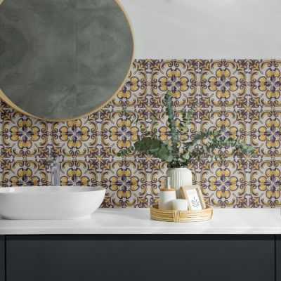 Carreau Vinyl Adhésif Wallfluent 20x20 cm Motifs Floraux 20 pièces