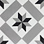 Carreaux de ciment 20x20cm motif stars noir et blanc