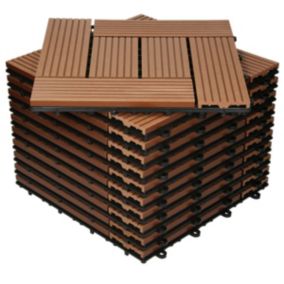 Carreaux de sol WPC 30x30 cm 2m² mosaïque pour jardin piscine patio marron clair