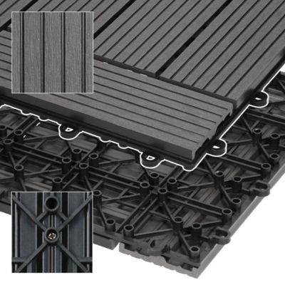 Carreaux de sol WPC 30x30 cm 4 m² pour jardin piscine patio mosaïque anthracite