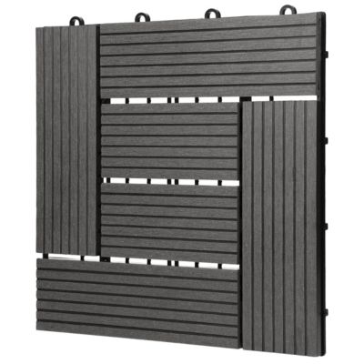 Carreaux de sol WPC 30x30 cm 4 m² pour jardin piscine patio mosaïque anthracite