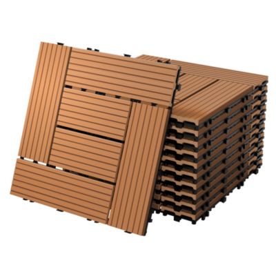 Carreaux de sol WPC 30x30cm 1 m² mosaïque pour jardin piscine patio marron clair