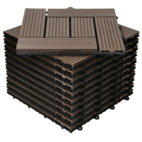 Carreaux de sol WPC 30x30cm 1 m² pour jardin piscine patio mosaïque marron foncé