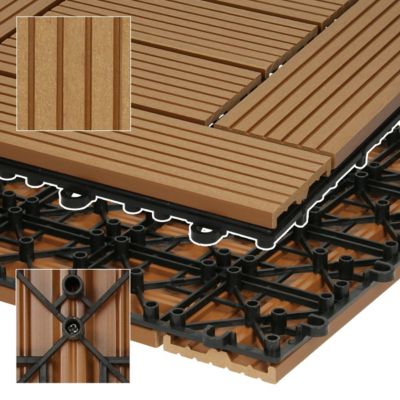 Carreaux de sol WPC 30x30cm 1m² pour terrasse jardin piscine patio mosaïque teck