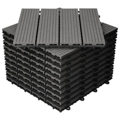 Carreaux de sol WPC WPC 30x30cm 3m² carrelage revêtement de sol anthracite