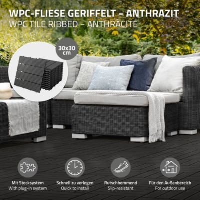 Carreaux de sol WPC WPC 30x30cm 5m² carrelage revêtement de sol anthracite