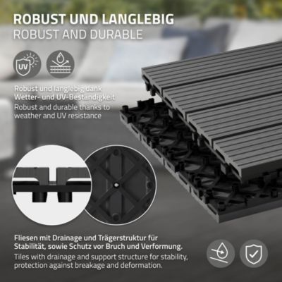 Carreaux de sol WPC WPC 30x30cm 5m² carrelage revêtement de sol anthracite