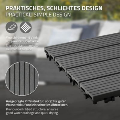Carreaux de sol WPC WPC 30x30cm 5m² carrelage revêtement de sol anthracite