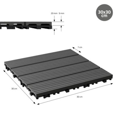 Carreaux de sol WPC WPC 30x30cm 5m² carrelage revêtement de sol anthracite