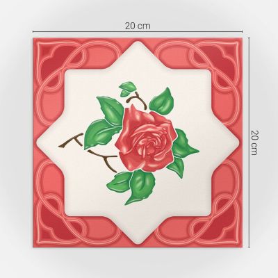 Carreaux De Vinyle Auto-Adhésifs Wallfluent 20x20 cm Composition Florale Dans Un Cadre 20 pièces