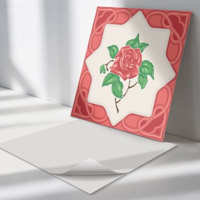 Carreaux De Vinyle Auto-Adhésifs Wallfluent 20x20 cm Composition Florale Dans Un Cadre 20 pièces