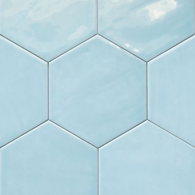 Carreaux Hexagonaux en Grès Cérame Brillant. Arte Bleu 14x16cm