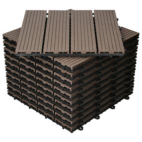 Carreaux terrasse dalles 30x30 cm 2 m² carrelage jardin aspect bois marron foncé