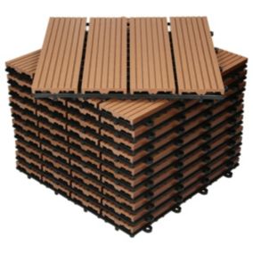 Carreaux terrasse dalles 30x30 cm 4m² carrelage jardin aspect bois marron clair