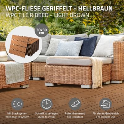 Carreaux terrasse dalles 30x30cm 2m² carrelage jardin aspect bois marron clair