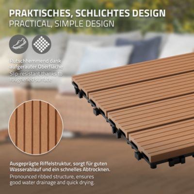 Carreaux terrasse dalles 30x30cm 2m² carrelage jardin aspect bois marron clair