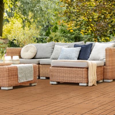 Carreaux terrasse dalles 30x30cm 2m² carrelage jardin aspect bois marron clair