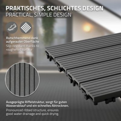 Carreaux terrasse dalles 60x30 cm 1 m² carrelage jardin aspect bois anthracite