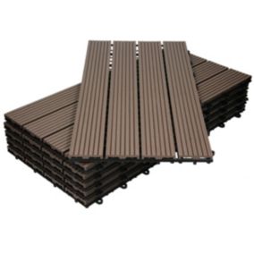 Carreaux terrasse dalles 60x30 cm 1 m² carrelage jardin aspect bois marron foncé