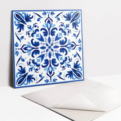 Carreaux vinyle Tulup 30x30 cm Ornement bleu 9 pcs