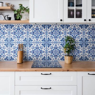 Carreaux vinyle Tulup 30x30 cm Ornement bleu 9 pcs