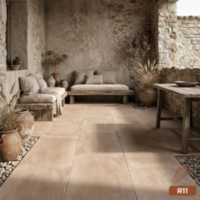 Carrelage CLOS TERRA 60x120cm imitation terre cuite antidérapant