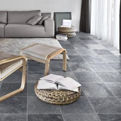 carrelage de Marbre Vieilli Gris Fonce Manosque 40.6X40.6X1.2 cm - vendu par boite de 1 m2 soit 6 carreaux -