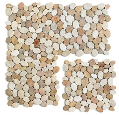 Carrelage de mosaïque/Plaque mosaïque mur et sol en marbre naturel coloris blanc/beige rosé- 33 x 33 cm