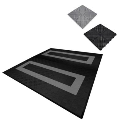 Carrelage de Sol Ventilé Pour Garage Avec Bordure (165 x Noir & 60 Gris)