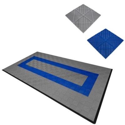 Carrelage de Sol Ventilé Pour Garage Avec Bordure (90 x Gris & 30 Bleu)