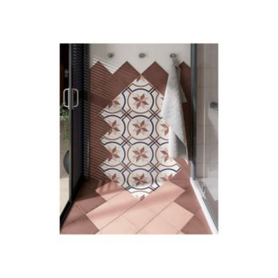 Carrelage effet carreau ciment ART NOUVEAU UNI 20x20cm Rose Mat - boîte de 1 m2