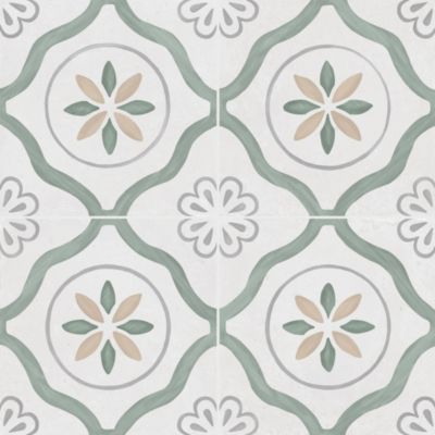 Carrelage effet Carreau ciment Azoria Vert 22,3x22,3x0,9 cm Ventoril - Sol et mur intérieur (vendu par carton de 0,65 m²) - RO'MA