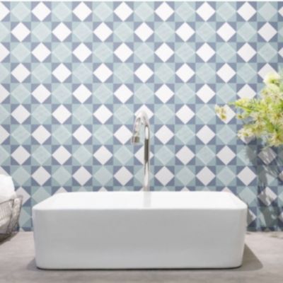 Carrelage effet carreau ciment MALLORCA Calobra 25x25cm 25x25cm Bleu ...