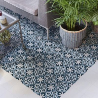 Carrelage effet carreau ciment Valencia Lonja 25x25cm Bleu Mat - Boîte de 1m2