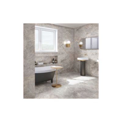 Carrelage effet marbre PESCO 120x60cm Greige (gris/beige) - Brillant - boîte de 1.44 m2
